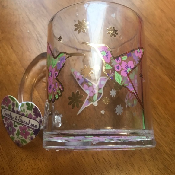 Floral Hummingbird Glass Mug - Picture 8 of 11